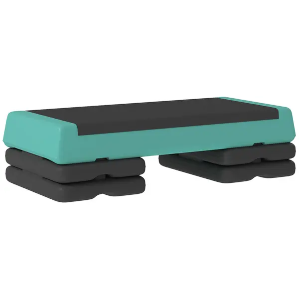 SPORTNOW Stepper Fitness Reglabil la 10,5/15,5/20,5 cm cu Suprafață Antiderapantă și Capacitate 250 kg, Verde | Aosom Romania