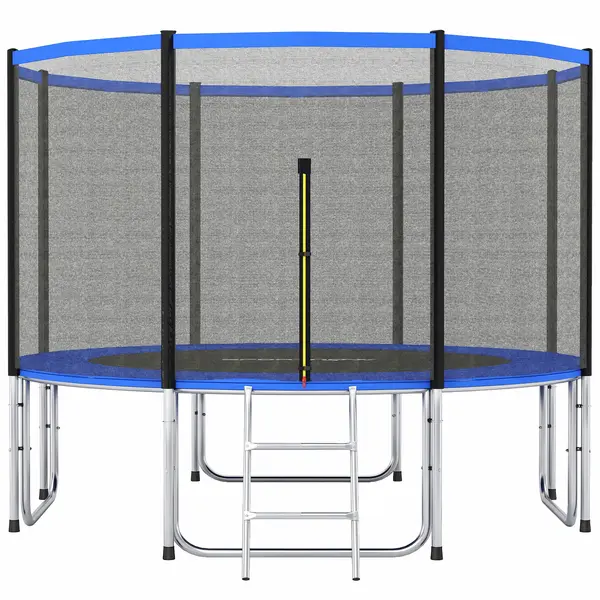 SPORTNOW Trambulin exterior Ø366 cm pentru copii cu plasă de siguranță, scară și protecție arcuri, albastru | Aosom Romania