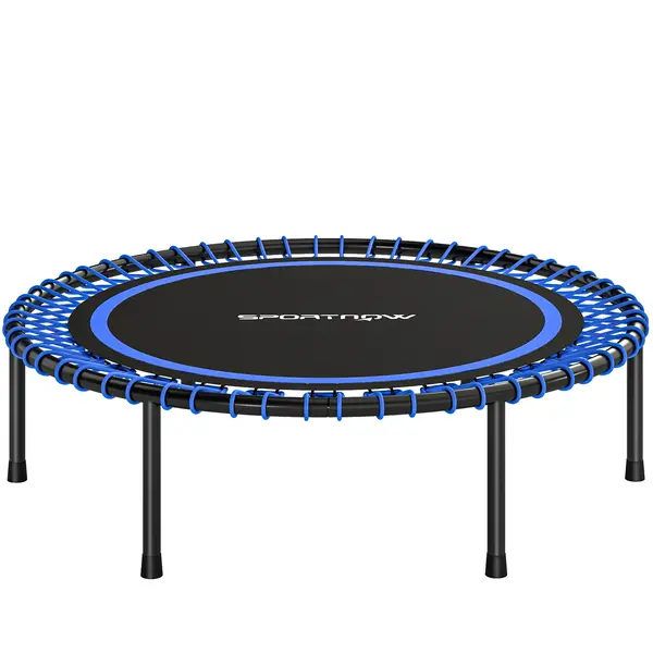 SPORTNOW Trambulină Elastică Fitness cu 36 de Corzi din Oțel și PP, Ø114x31 cm, Albastru | Aosom Romania