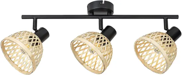 Spot triplu Rabalux - Rattan 3135, IP20, E14, 3 x 15W, 230V, negru mat