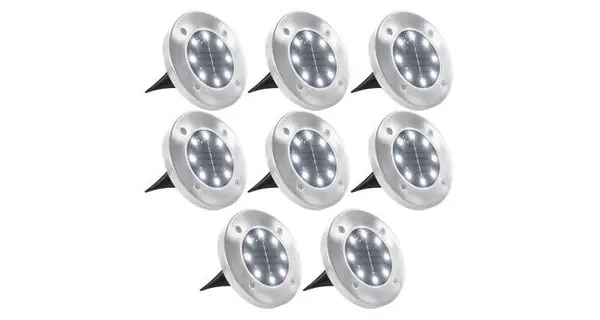 Spoturi solare pentru sol, 8 buc., cu LED-uri, lumina alba