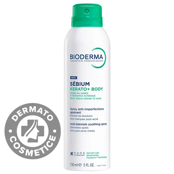 Spray de corp calmant anti-imperfectiuni Kerato+ Sebium, 150ml, Bioderma