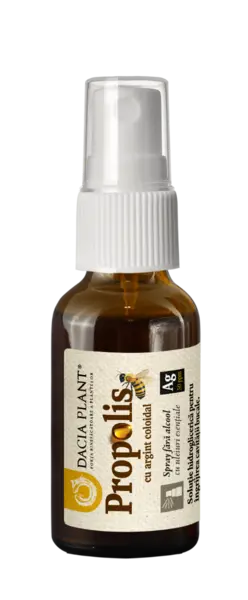 Spray extract de propolis cu argint coloidal, 20ml, Dacia Plant