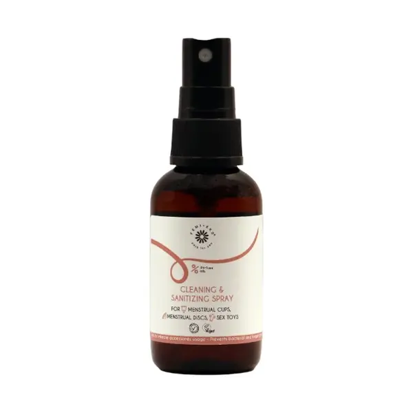 Spray FEMI.EKO® Cleaning & Sanitizing, pentru curățarea și igienizarea cupelor menstruale + jucării sexuale, formulă vegană, fără miros, 50 ml