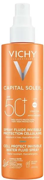 Spray fluid Vichy Capital Soleil pentru față și corp, SPF50+, 200 ml