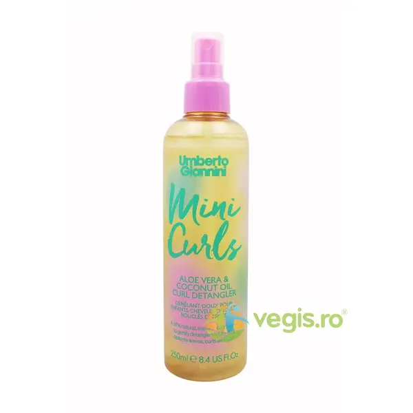 Spray Leave-In pentru Copii pentru Descurcarea Parului Ondulat, Cret sau foarte Cret cu Aloe Vera si Ulei de Cocos Mini Curls 250ml