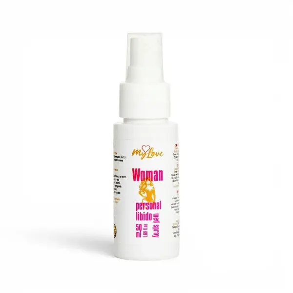 Spray MYLOVE Woman Personal Libido Med, pentru femei, ajută la creșterea libidoului și intensificarea senzațiilor, miros de mango, 50 ml