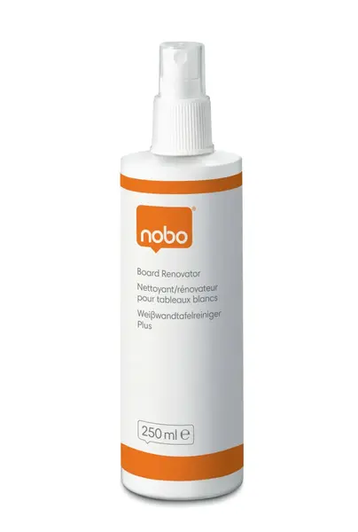 Spray renovator NOBO, lichid, pentru curatare table si flipcharturi, uz lunar, 250 ml Spray renovator NOBO, lichid, pentru curatare table si flipcharturi, uz lunar, 250 ml