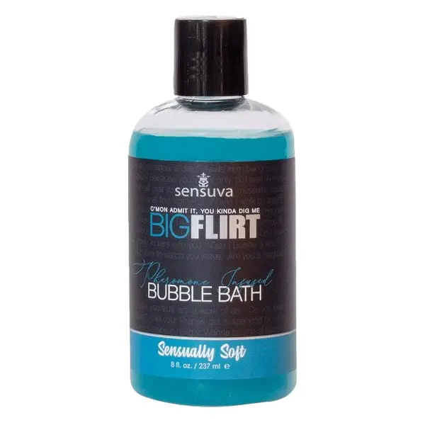 Spumant de baie cu feromoni unisex SENSUVA Big Flirt SENSUALLY SOFT, îmbogățit cu uleiuri esențiale, 237 ml, albastru