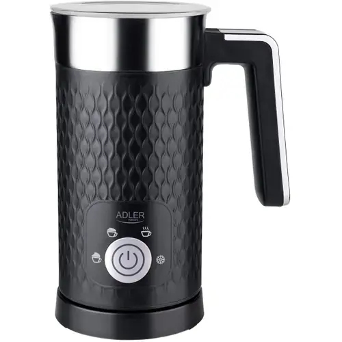 Spumator de lapte Adler AD 4494b, 4 functii, 300 ml, 500W, lapte cald si rece, baza rotativa 360°, oprire automata, ideal pentru cappuccino si latte (Negru)
