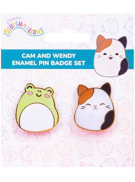 Squishmallows Pin Badges X 2 Cam & Wendy Compact Size