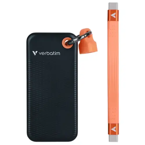 SSD Extern Verbatim Pocket, 256GB, USB-C 3.2 Gen 2, Negru/Portocaliu