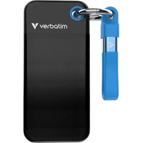 SSD Extern Verbatim Pocket, 512GB, USB-C 3.2 Gen 2, Negru/Albastru
