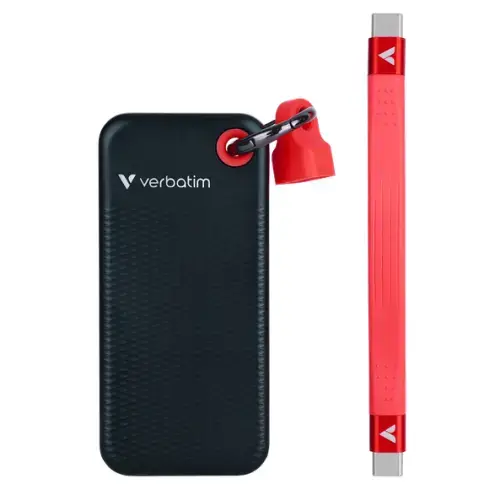 SSD Extern Verbatim Pocket, 512GB, USB-C 3.2 Gen 2, Negru/Rosu
