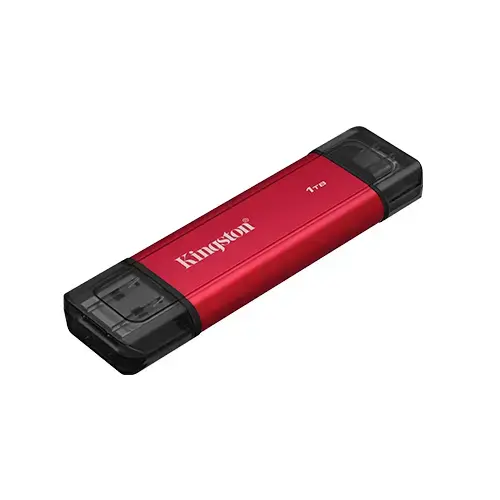 SSD portabil Kingston Dual Portable Solid, 1TB, USB-A/USB-C (Rosu/Negru)