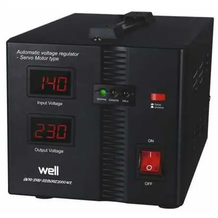Stabilizator automat de tensiune cu servo motor Secure 2000VA, Well AVR-SRV-SECURE2000-WL