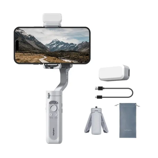 Stabilizator de Imagine pentru Smartphone, Zamo®, iSteady XE, cu 3 Axe si Lampa LED, Alb