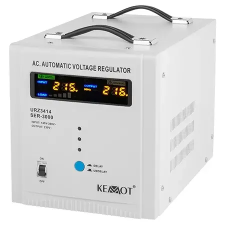 Stabilizator de Tensiune Automat 3000VA, 145-260V AC, 2 x Schuko, Monofazat, Kemot