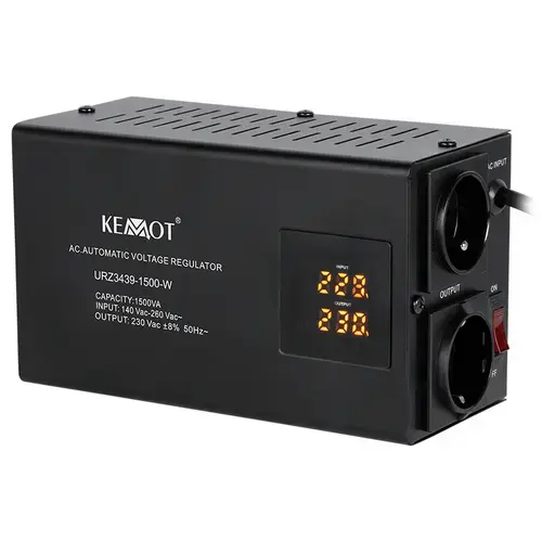 Stabilizator de tensiune automat KEMOT URZ3439, 1500VA/1050W, 2 x Schuko