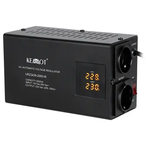 Stabilizator de tensiune automat KEMOT URZ3439, 2000VA/1400 W, 2 x Schuko