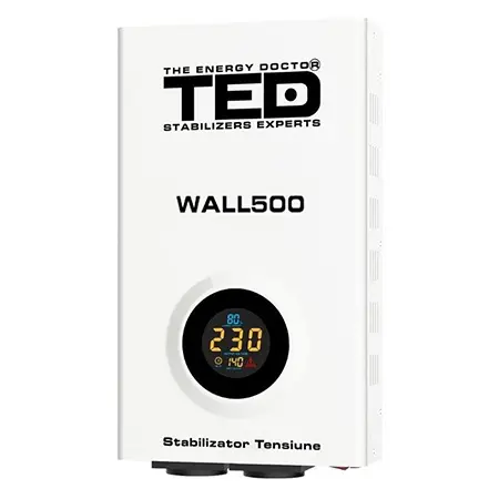 Stabilizator de tensiune automat TED Electric, 500VA/300W, montaj pe perete, TED-AVR500WA