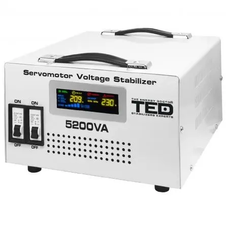 Stabilizator de tensiune cu 2 prize si servomotor TED 000200, 5200 VA, 3000 W, regleta TED Electric