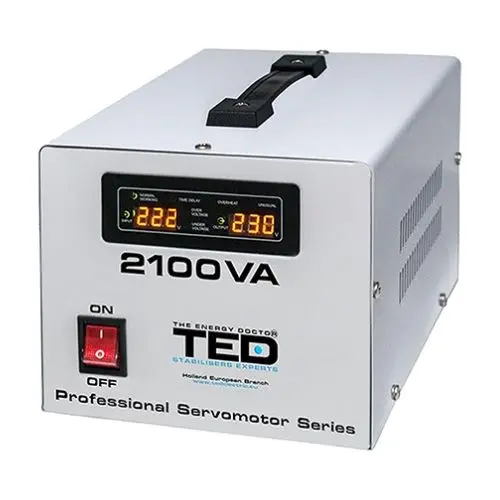 Stabilizator de tensiune cu servomotor 2100VA, intrare 140-260V, TED VC2100