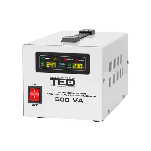 Stabilizator de tensiune cu servomotor monofazat 500VA/300W, TED Electric TED004680