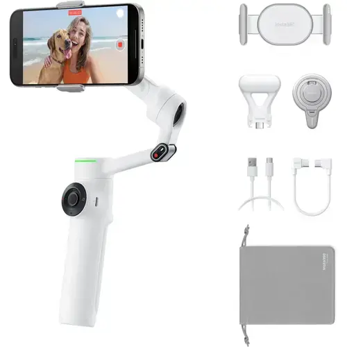 Stabilizator gimbal Insta360 Flow 2 Pro Creator Kit, Bluetooth, Autonomie 10 ore (Alb)