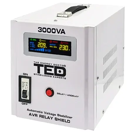 Stabilizator Tensiune Automat 3000VA 1800W, Toroidal, Intarziere 6s 180s, AVR, Ted Electric