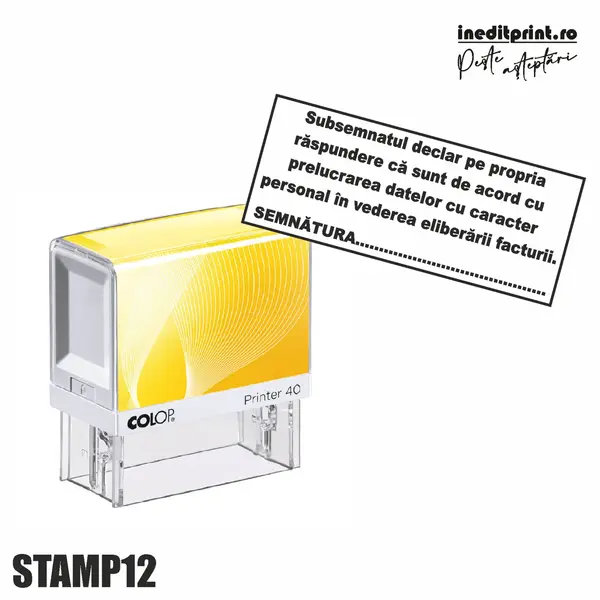 Stampila Printer STAMP12 - Acord Prelucrare Date Tus negru, PRINTER 30