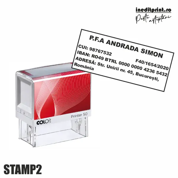 Stampila Printer STAMP2 - PFA Tus negru, PRINTER 40