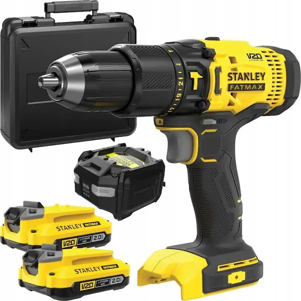 Stanley Masina de gaurit pe acumulator STANLEY SFMCD711D2K, 2100 rpm, 18 V, 2 acumulatori Li-Ion, incarcator, cutie transport, Negru-galben