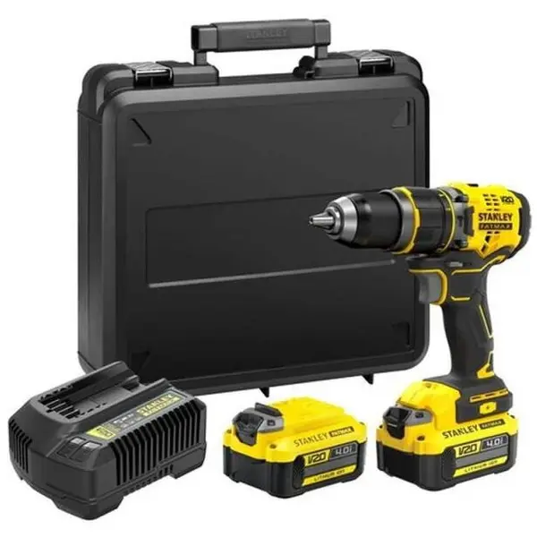 Stanley Masina de gaurit si Insurbat cu percutie pe acumulator Stanley Fatmax V20, SFMCD721M2K, 18 V, 80 Nm, 2100 rpm, 35700 bpm, + 2x Acumulatori 4.0 Ah, Incarcator si valiza transport