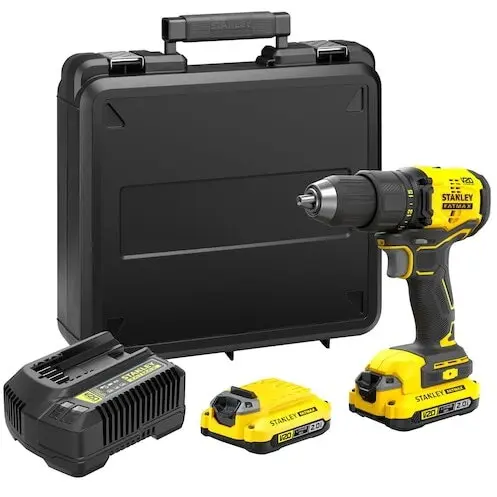 Stanley Masina de gaurit, Stanley Fatmax SFMCD710D2K-QW, cu acumulator, 18 V, 2 viteze, cuplu 60 Nm, geanta transport, Negru-Galben