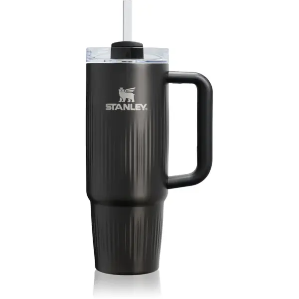 Stanley Quencher H2.O FlowState™ Fluted Tumbler pahar din oțel inoxidabil cu pai medium Black PVD 890 ml
