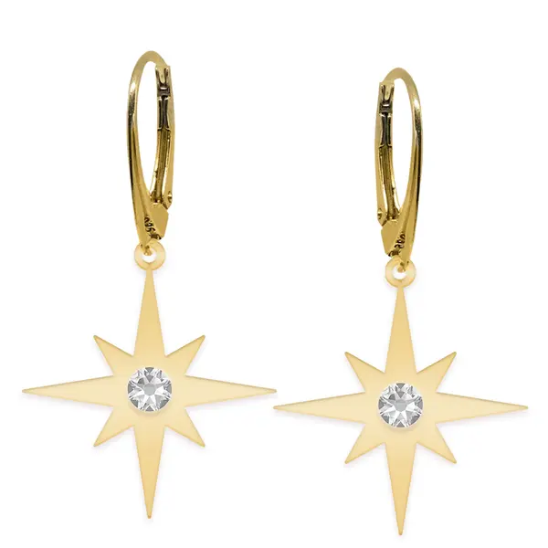 Star Light - Cercei personalizati steluta cu leverback din argint 925 placat cu aur galben 24K