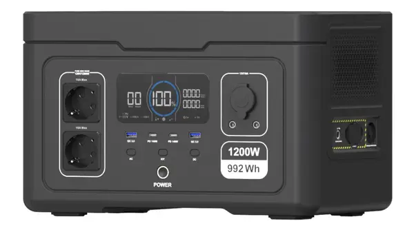 Statie acumulator portabil pentru incarcare electrica LongLife, LiFePO4, Generator Solar Power Station - 1200W, 992Wh - CNO-PS1200UPS