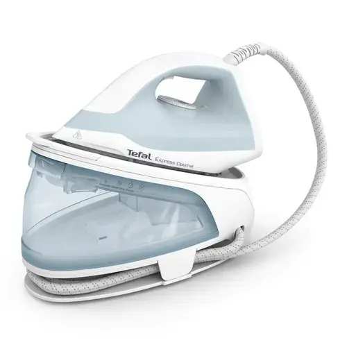 Statie de calcat cu abur Tefal Express Optimal SV4210E0, 1.3 litri, 6 bar, 2200 W, Jet de abur 320 g/min (Alb/Albastru)