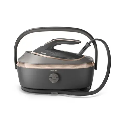 Statie de calcat Philips PerfectCare Steam Generator Seria 8000 PSG8200/80, 3120 W, 9 bar, Rezervor 1.4 l, Jet de abur 750 g/min, Talpa SteamGlide Elite (Gri/Roz)