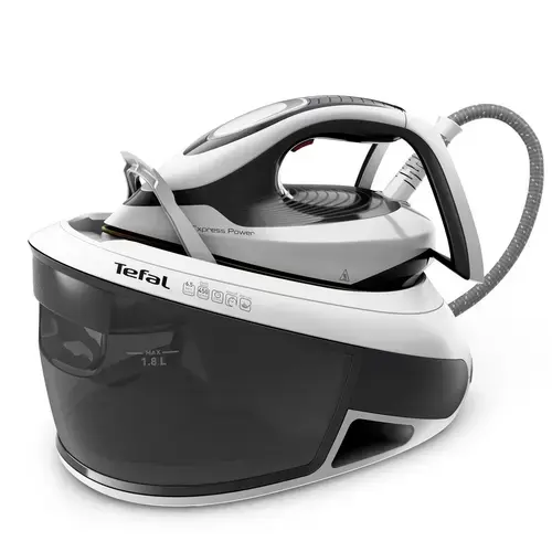 Statie de calcat Tefal Express Power SV8130, 2800 W, 6.5 bar, Jet de abur 450 g/min, Rezervor apa 1.8 L, Durilium AirGlide Autoclean (Negru/Alb)
