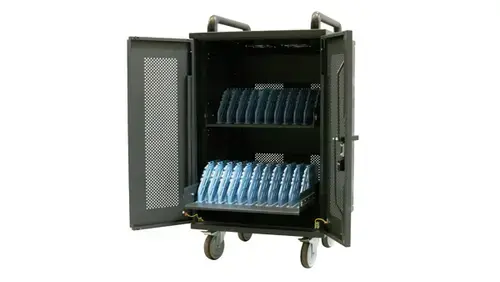Statie de incarcare Avtek 1MV048, pentru tablete si laptopuri de pana la 15.6inch, suporta pana la 20 de dispozitive, sistem de securizare cu cheie, cu protectie la supratensiune, sistem de racire incoporat, organizator de cabluri incorporat