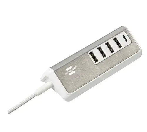 Statie de incarcare Brennenstuhl 214239, 4x USB, 1x USB-B 20W (Alb/Gri)