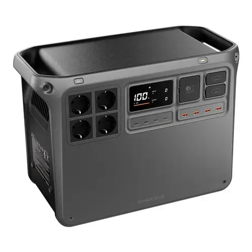 Statie de incarcare portabila DJI Power 2000, 2048 Wh, 3000 W, LMFP, Wi-Fi, Bluetooth, 1x AC Input, 2x SDC, 4x AC Output, 4x USB-A, 4x USB-C (Negru)