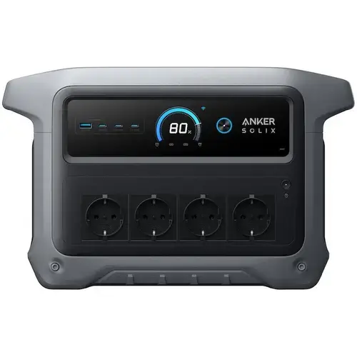 Statie de incarcare portabila solara Anker Solix C1000X Versiunea 2, 1056Wh, 2000W, LiFeP04, UPS, 4 prize, afisaj LED, USB-C, USB-A (Gri)