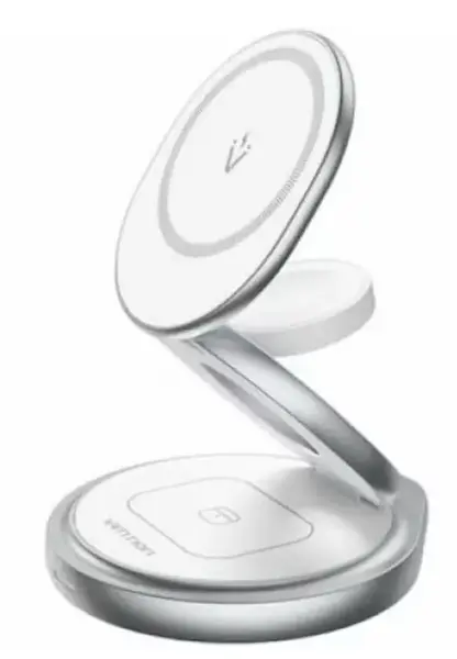 Statie incarcare wireless 3in1 Vention, MagSafe, telefon 15W, ceas 2.5W, casti 3W, fast charge, pliabil, magnetic, 1 x USB-C incarcare (Argintiu)