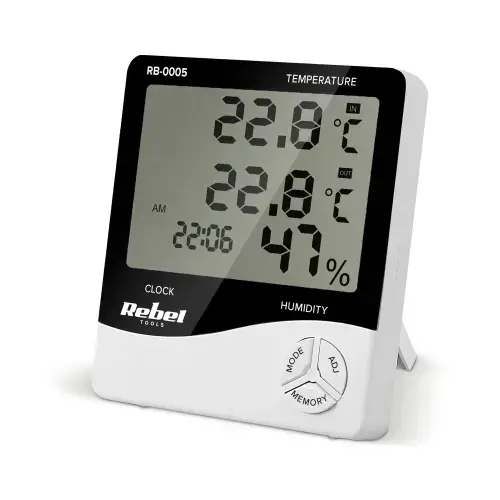 Statie meteo Rebel, masurare temperatura/umiditate, functie alarma, calendar, ceas