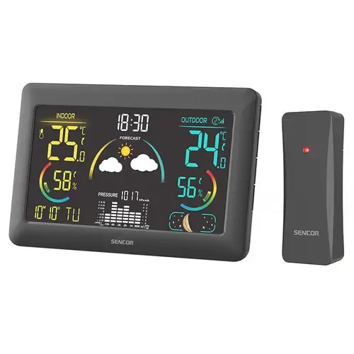 Statie meteo SENCOR SWS4900, Functie alarma si amanare, Prognoza meteo 12-24 ore (Negru)