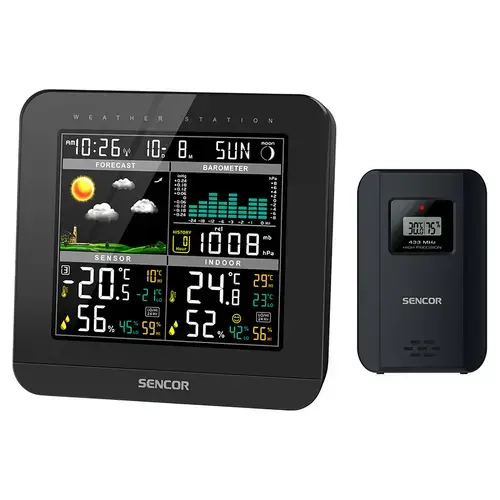 Statie meteo SENCOR SWS5800, Prognoza meteo 12-24 ore, Afisaj LCD color (Negru)