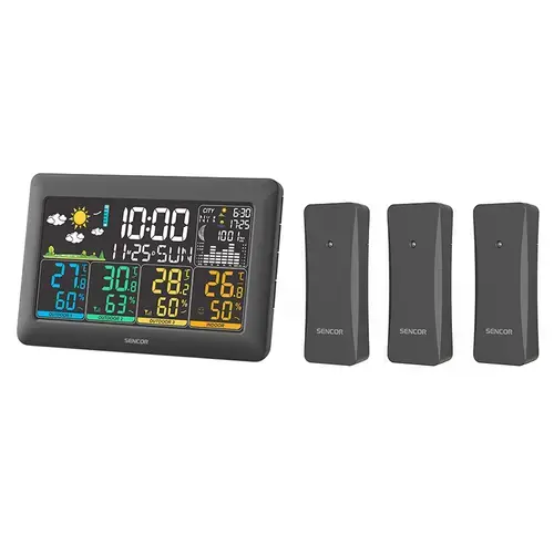 Statie meteo SENCOR SWS6300, 3 senzori Wireless, Prognoza meteo 12-24 ore (Negru)